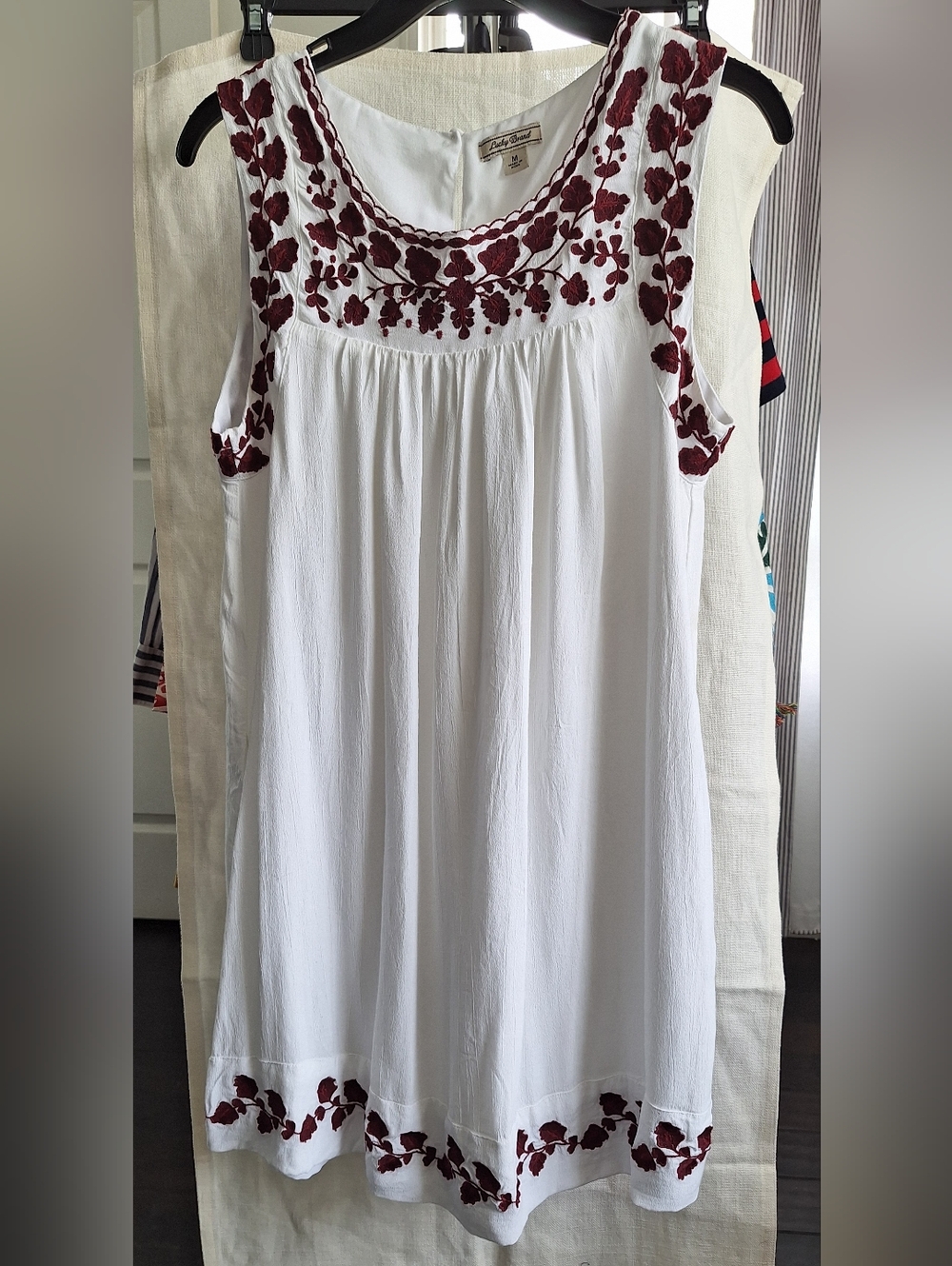 Lucky Brand Embroidered Dress Medium White Boho